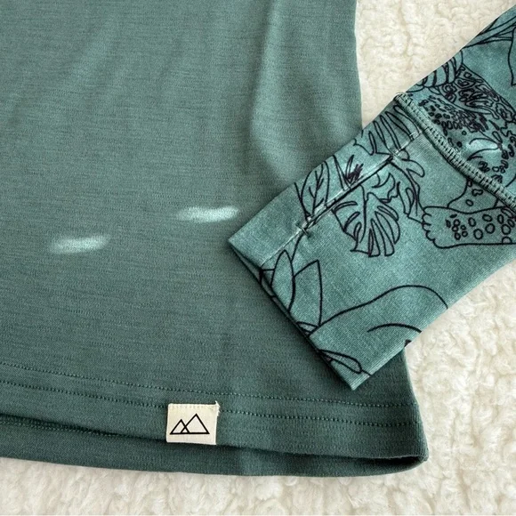 Wild Rye Hailey Half Zip Green Long Sleeve Women's Top, 100% Merino Wool, Size 4 - Picture 6 of 8